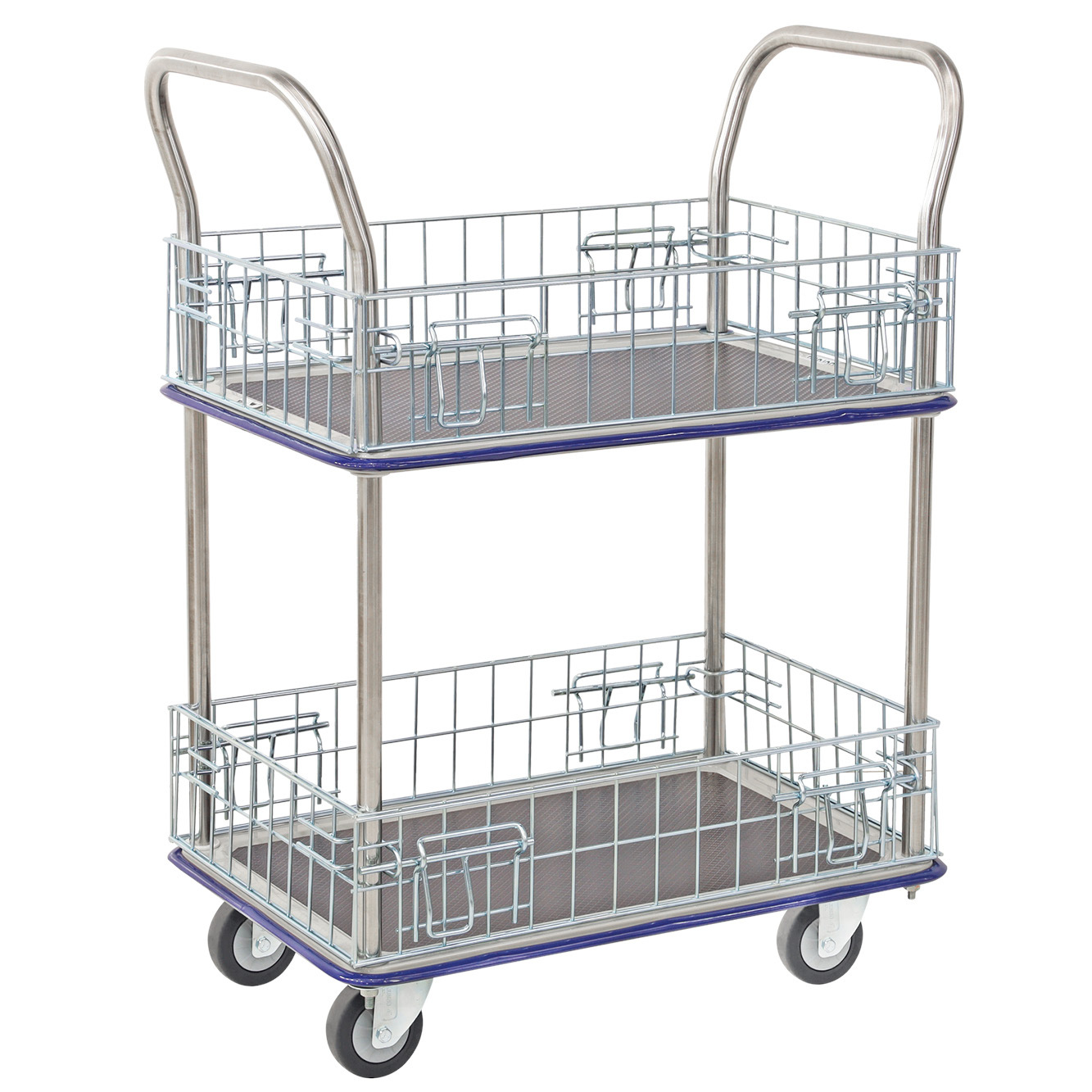 2 Tier Cage Platform Trolley 740x480mm - Image 4