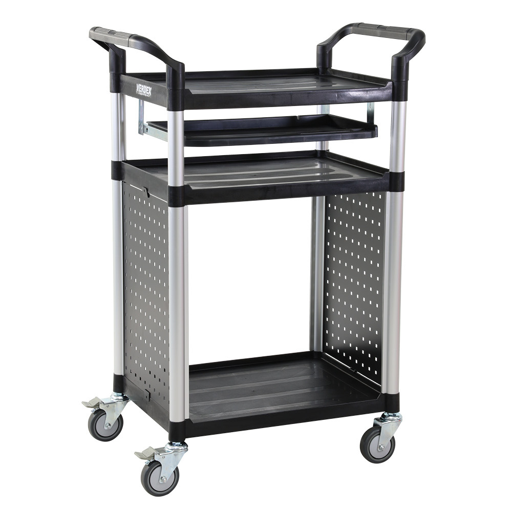 3 Tier Aluminium Framed Computer Cart with Slide Out Shelf - Image 3