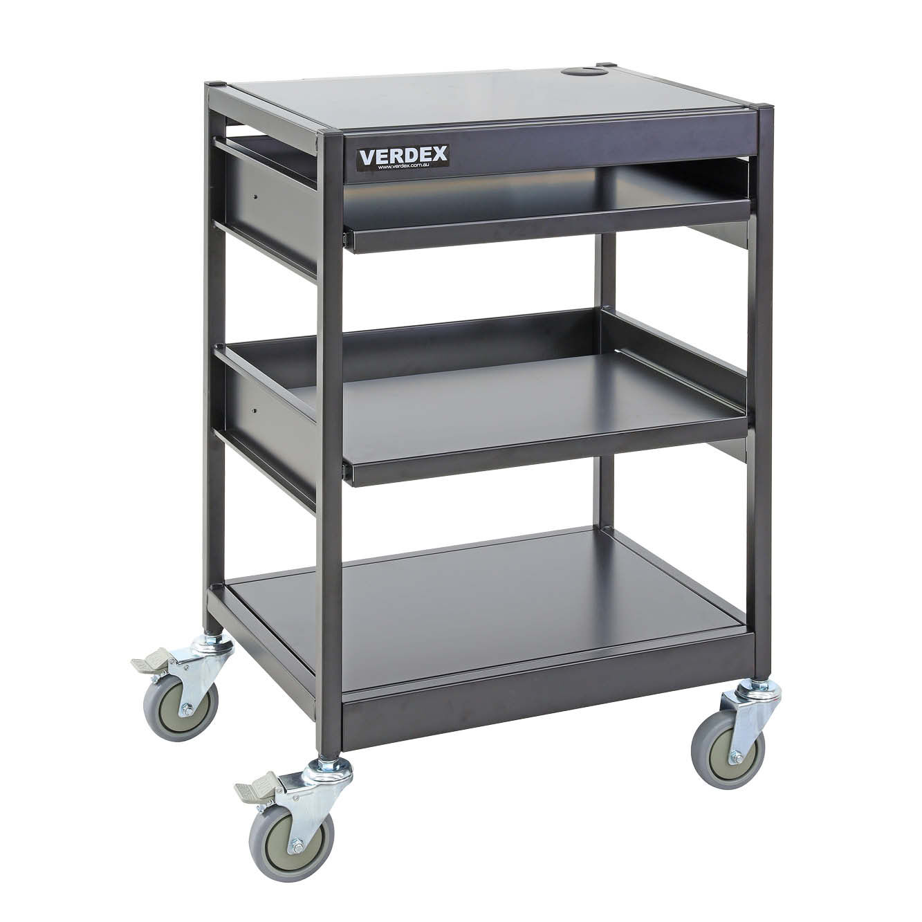 3 Tier Steel Computer Cart with Slide Out Shelf - Image 7