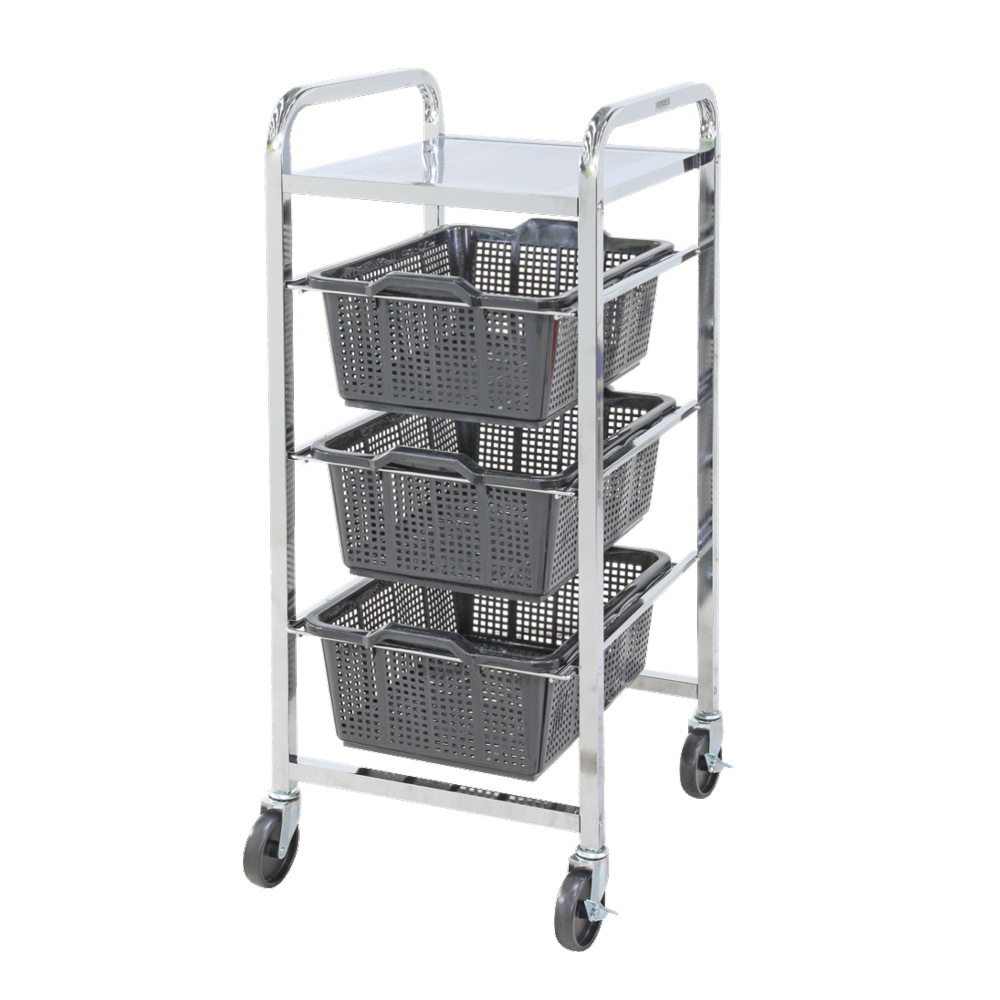 Triple Shelf Basket Trolley - Image 3