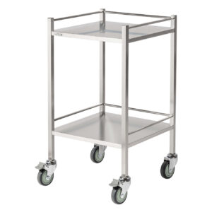 Single Stainless Steel Instrument Trolley (with Rails & No Drawer)