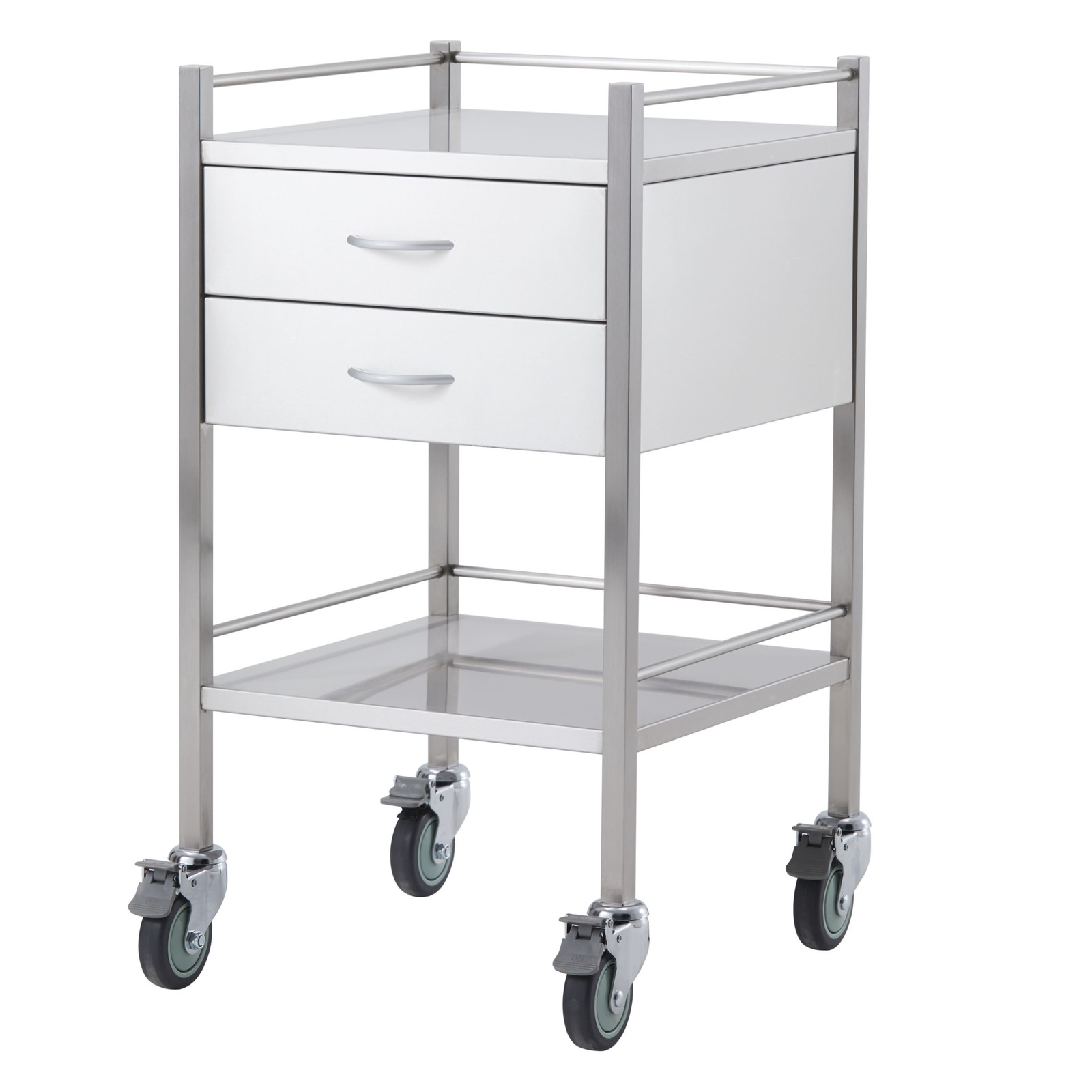 Single Stainless Steel Instrument Trolley (with 2 Drawers)