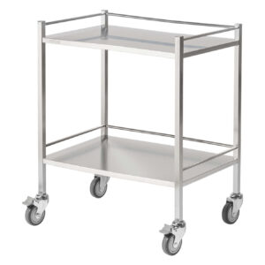 Double Stainless Steel Instrument Trolley (with Rails & No Drawer)