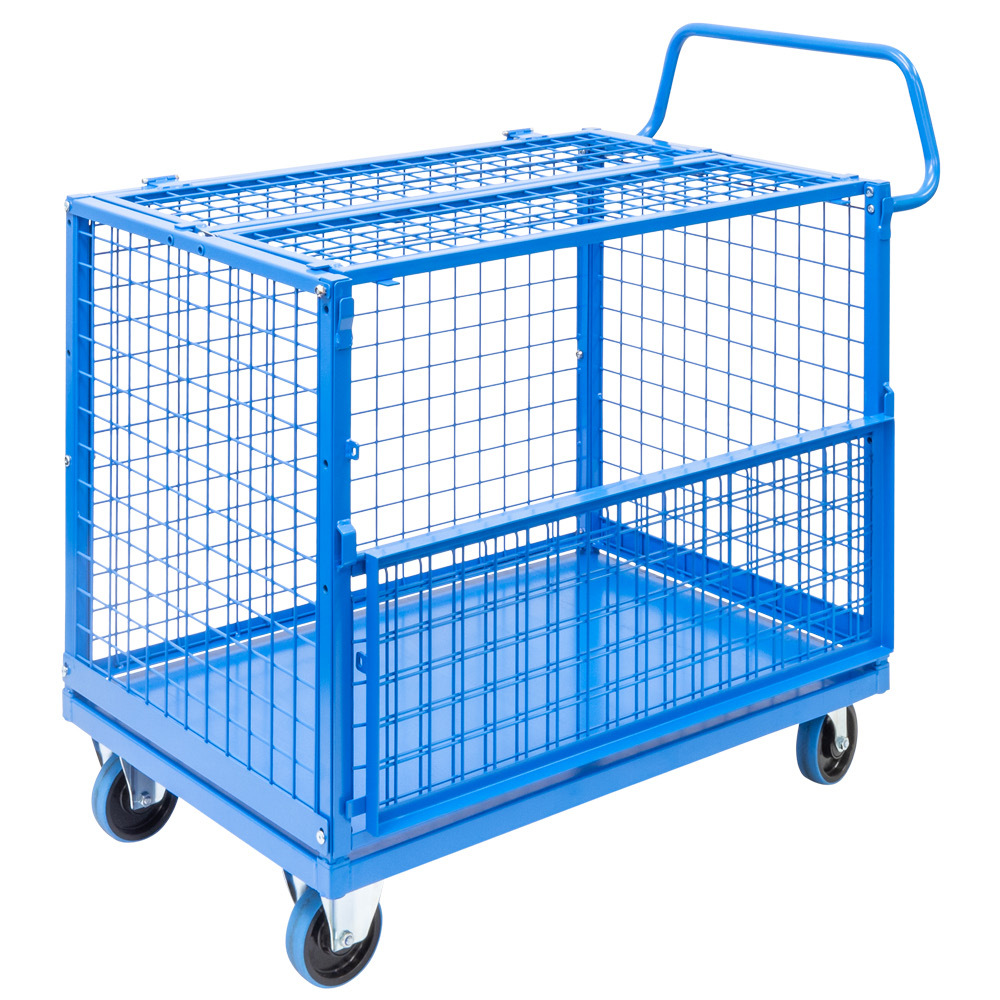 Mesh Cage Trolley with Drop Down Gate & Lockable Lid - Image 4
