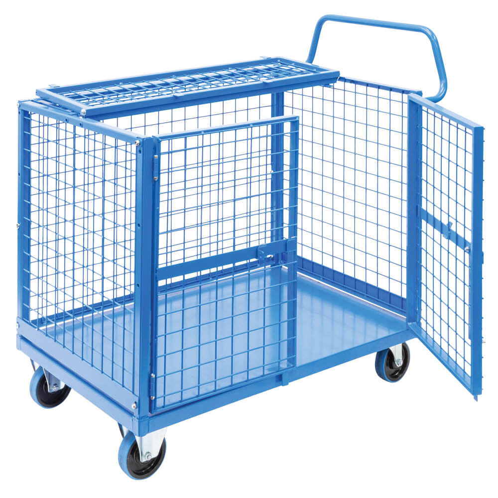 Mesh Cage Trolley with Lockable Double Swing Mesh Doors & Lockable Lid - Image 12