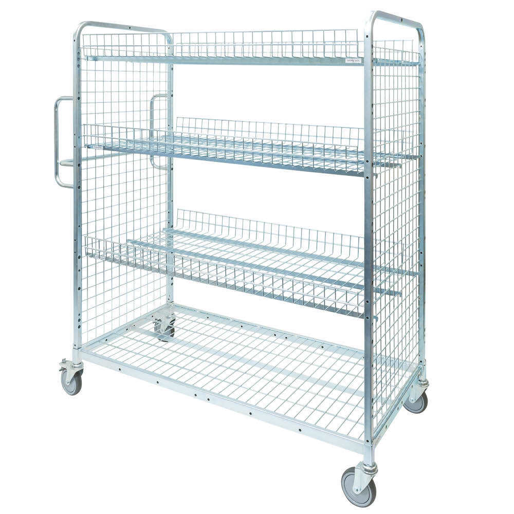 1910 Series - Cage Trolley with 3 Tray Mesh Shelves - Image 4