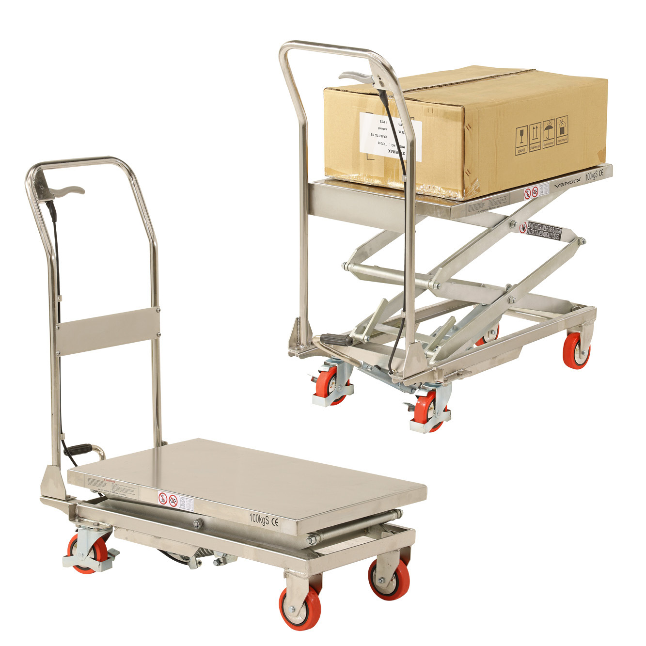 Stainless Steel Scissor Lift Trolley 445x700mm (100kg capacity)