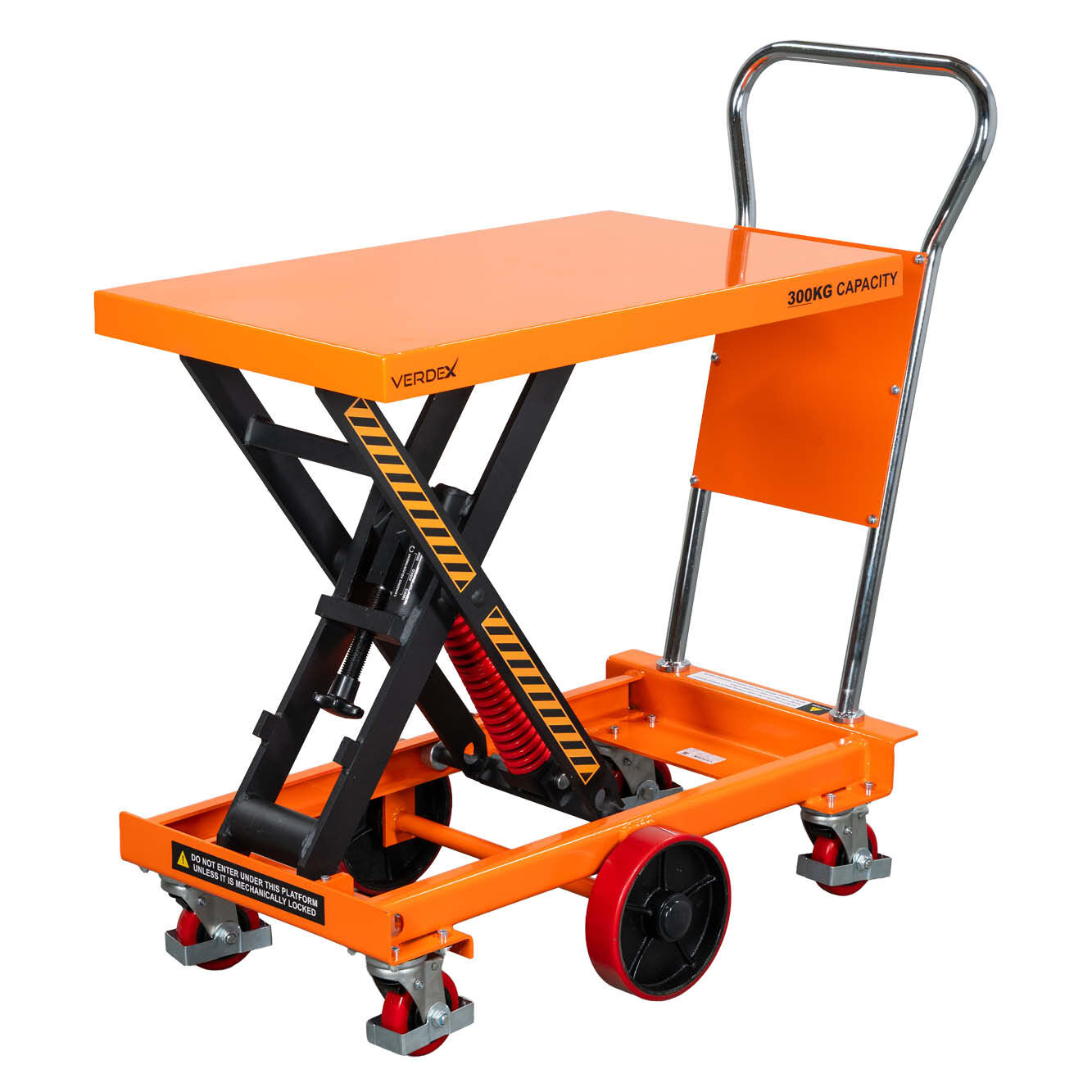Spring Scissor Lift Trolley with Centre Wheel Kit