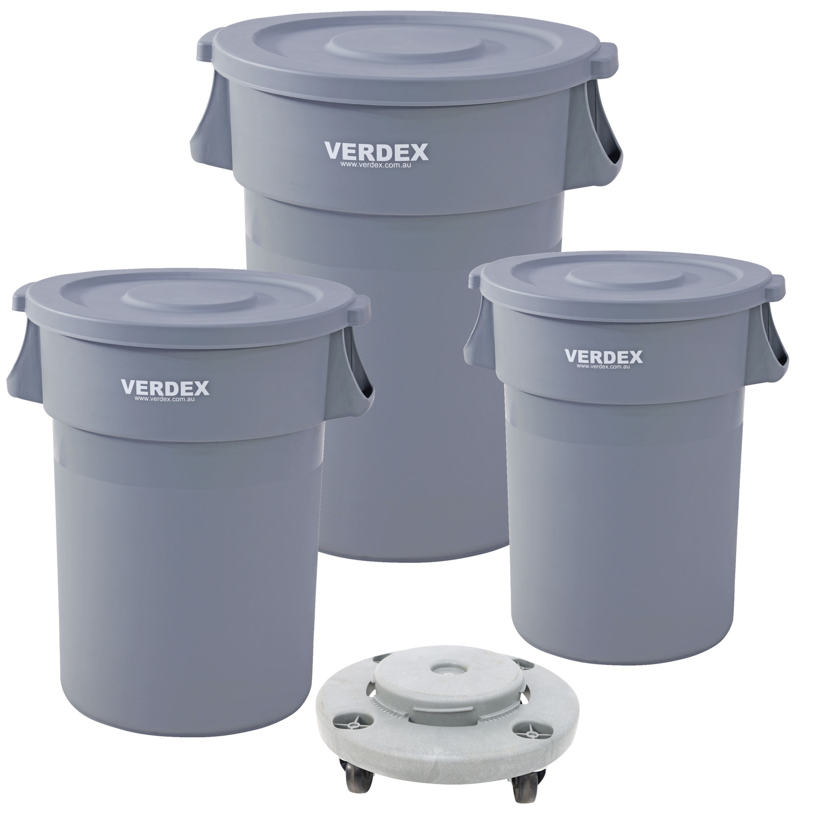 Round Plastic Waste Bin 80L - Grey - Image 9