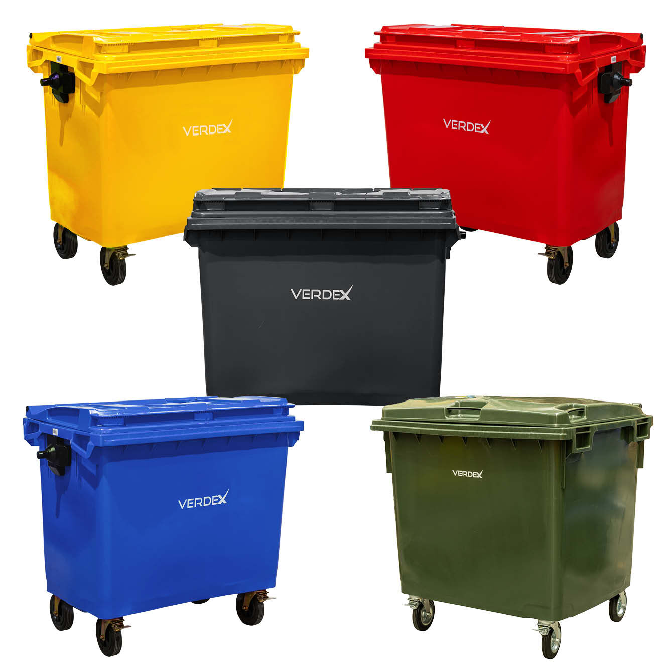 Large Plastic Wheelie Bin - Flat Lid 660L (Blue)