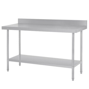 Stainless Steel Bench with splashback - 1500x600x900mm (WxDxH)
