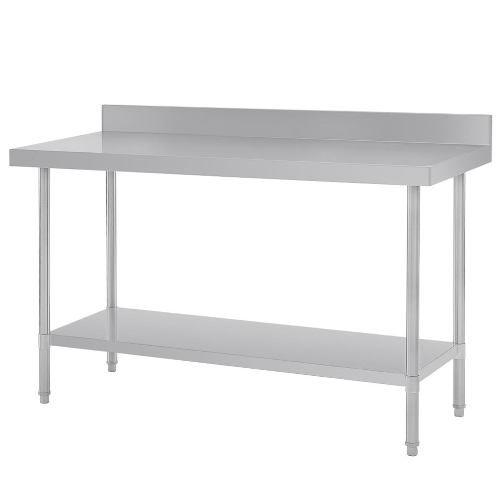 Stainless Steel Bench with splashback - 1500x600x900mm (WxDxH)