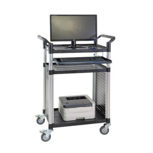 3 Tier Aluminium Framed Computer Cart with Slide Out Shelf