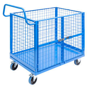 Mesh Cage Trolley with Lockable Double Swing Mesh Door