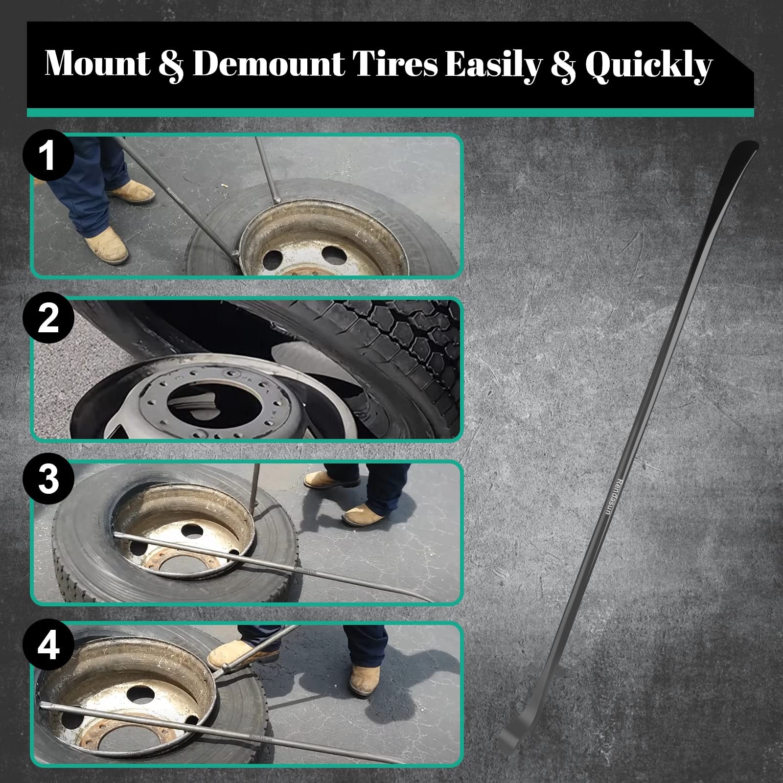 2 PCS Tire Mount and Demount Iron, 34645 Tire Iron, Tire Bars for Semi Tires, Ti - Image 3