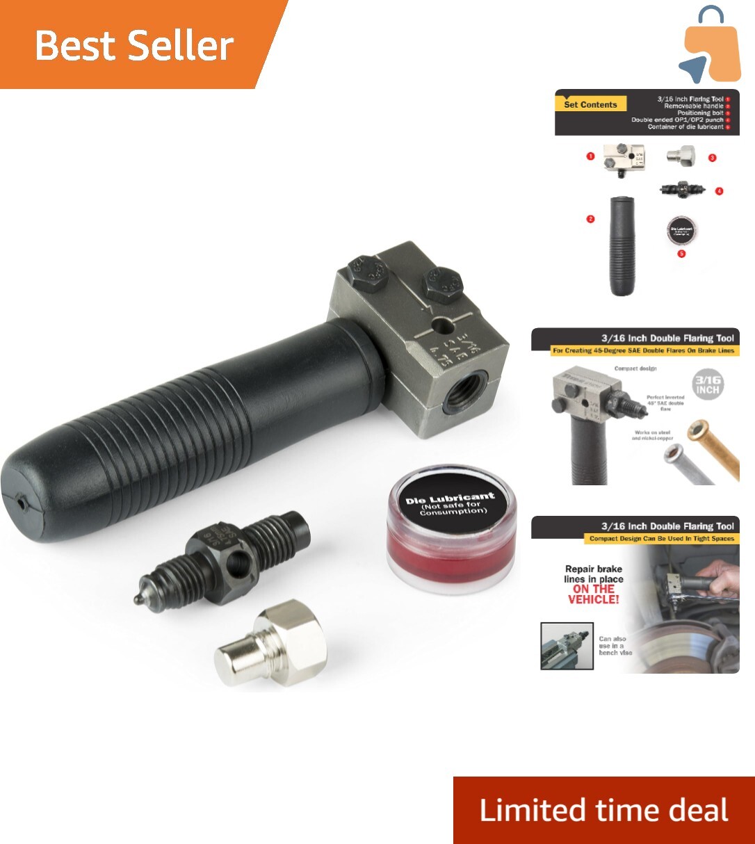 Hand-Powered 3/16-Inch Double Flaring Tool - Perfect for Automotive Brake Lines