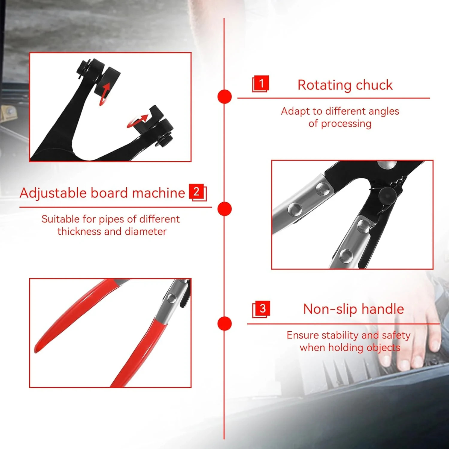 Hose Clamp Pliers 3Pcs Long Reach 45° Angled & Flat Band Automotive Repair Tools - Image 2