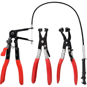 Hose Clamp Pliers 3Pcs Long Reach 45° Angled & Flat Band Automotive Repair Tools