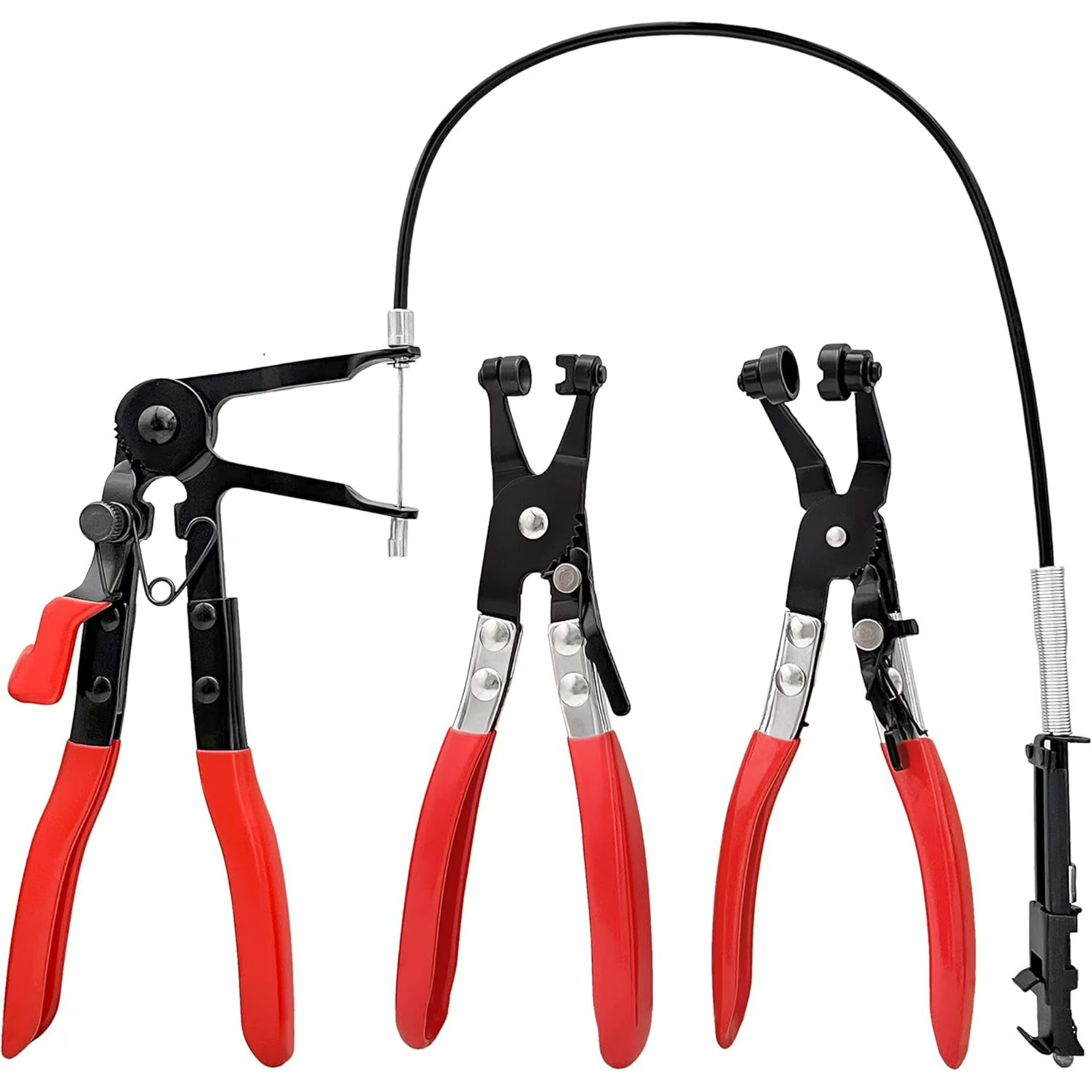 Hose Clamp Pliers 3Pcs Long Reach 45° Angled & Flat Band Automotive Repair Tools