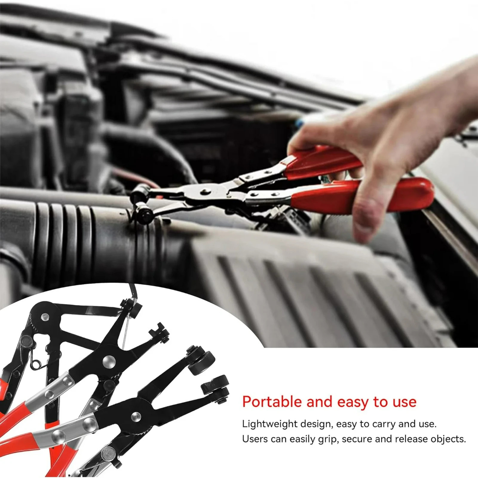 Hose Clamp Pliers 3Pcs Long Reach 45° Angled & Flat Band Automotive Repair Tools - Image 5