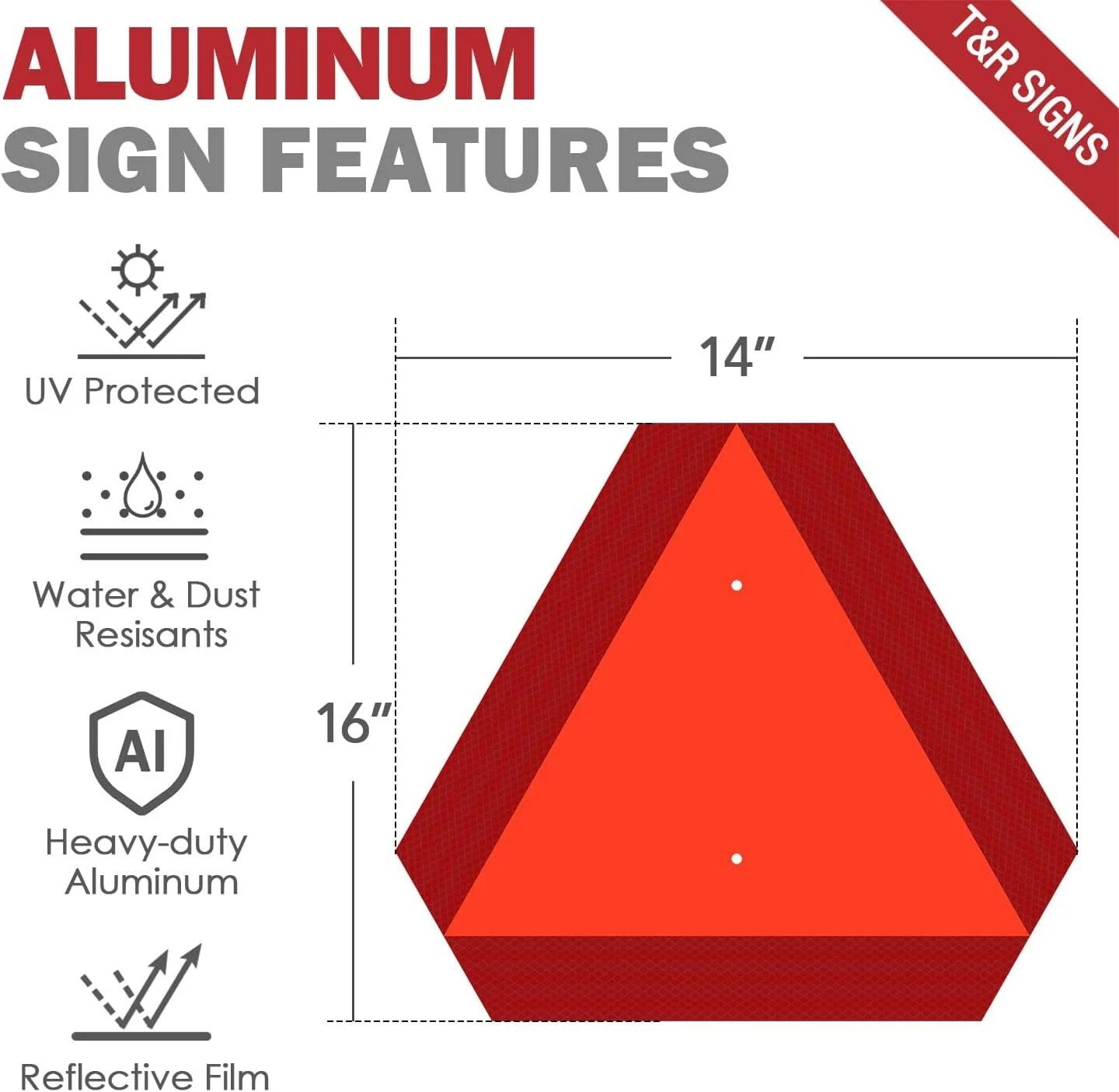 T&R Metal Slow Moving Vehicle Sign, Safety Triangle Sign - 2 Pack - 14 x16 In... - Image 3
