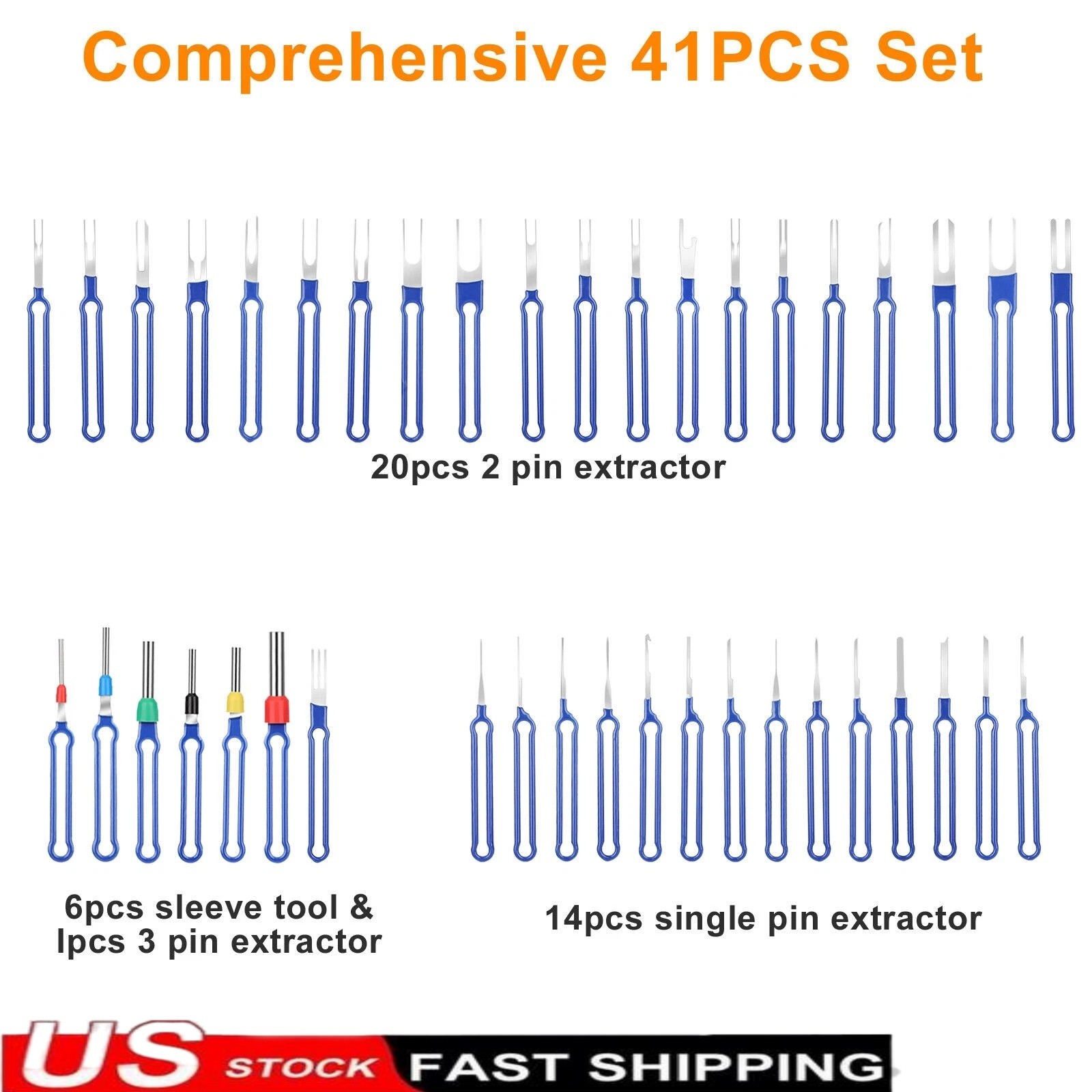 1.0mm Heavy Duty Terminal Removal Tool 41Pcs Kit, Depinning Tool for Car