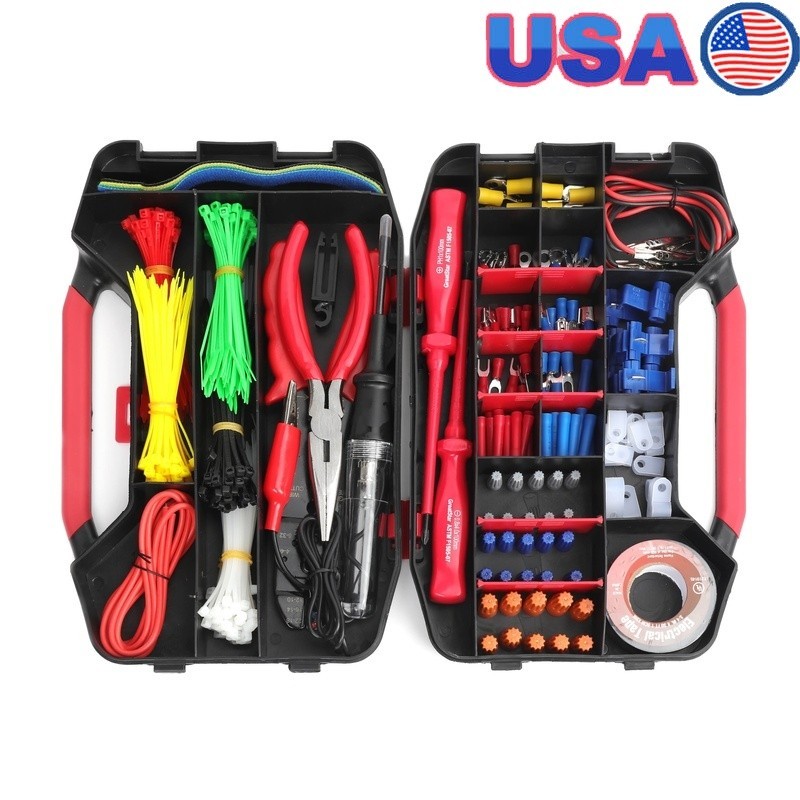 399 Piece Electrical Repair Kit Automotive Tools Crimping Tape Connectors Case