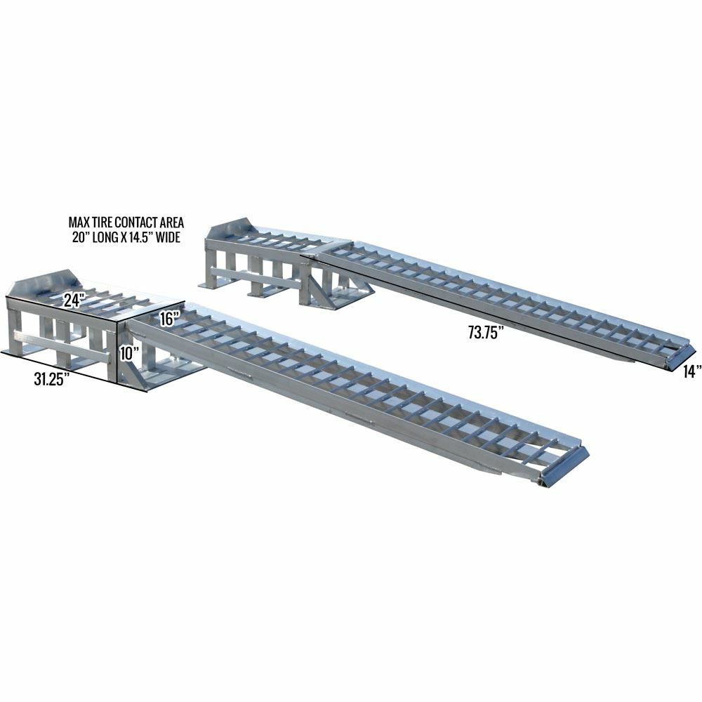 Aluminum 3,000 lb Car Truck Service Auto Ramps for Low Profile Vehicles - Image 2