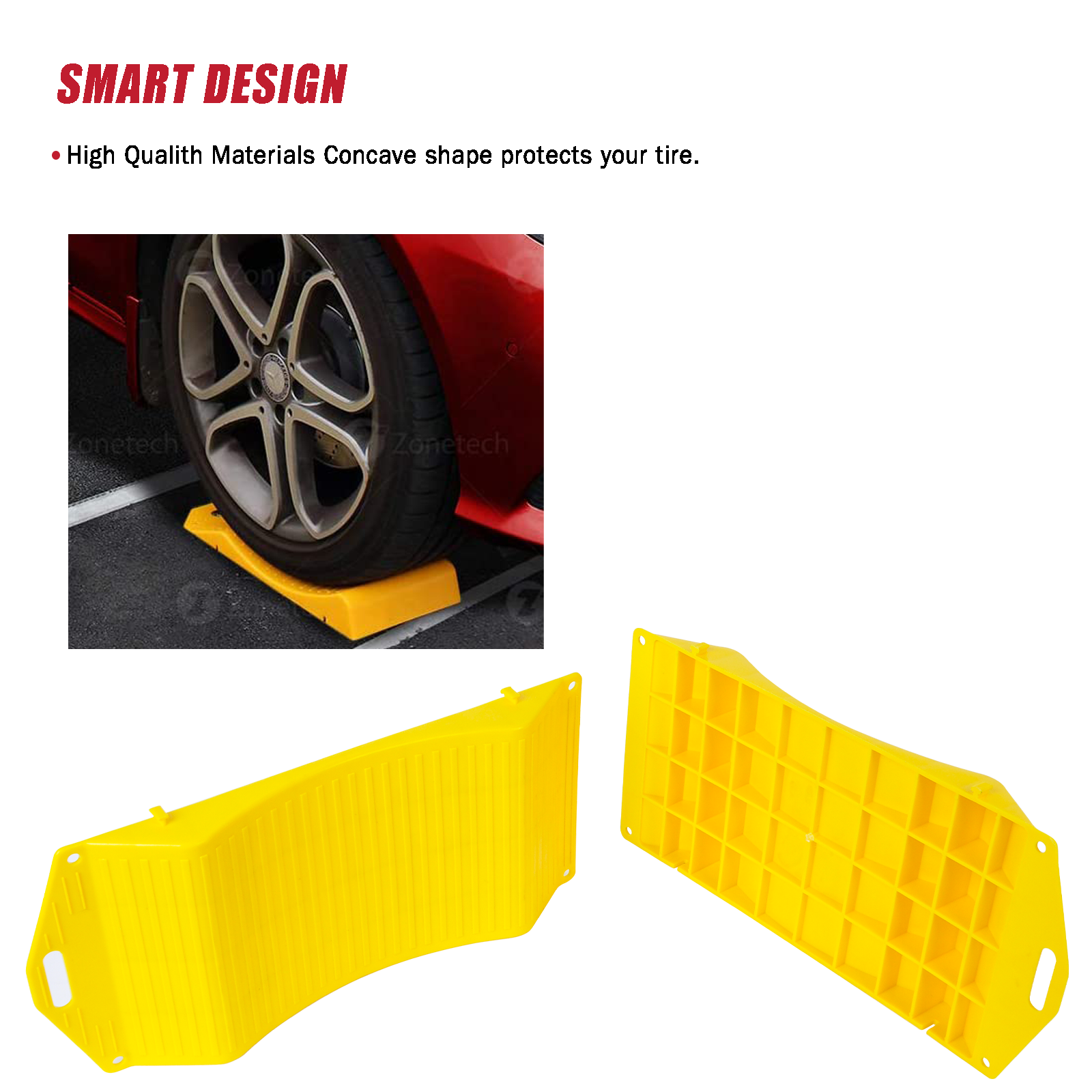 4pcs Yellow Portable Tire Saver Ramps Highly Visible for Flat Spot and Flat Tire - Image 5