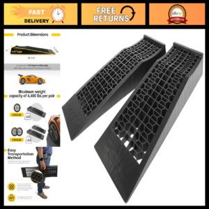 "4,400 lb Capacity Low Profile Car Ramps - Heavy Duty Vehicle Lift, 2-Pack"
