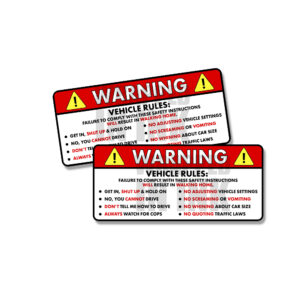 Vehicle Rules Warning Safety Instructions Funny Adhesive Sticker Decal 2 PACK 5"