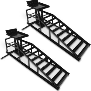 2 Pcs Auto Car Truck Service Ramps Lifts Hydraulic Lift 3 ton Jack Heavy Duty