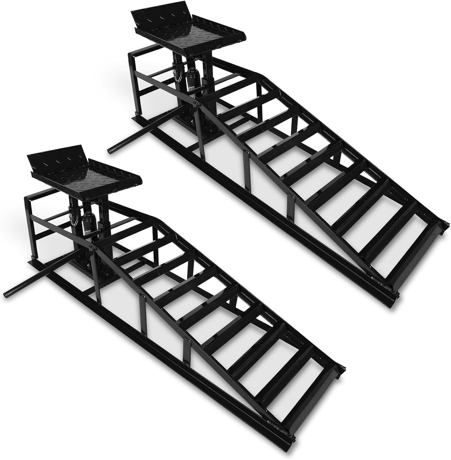 2 Pcs Auto Car Truck Service Ramps Lifts Hydraulic Lift 3 ton Jack Heavy Duty