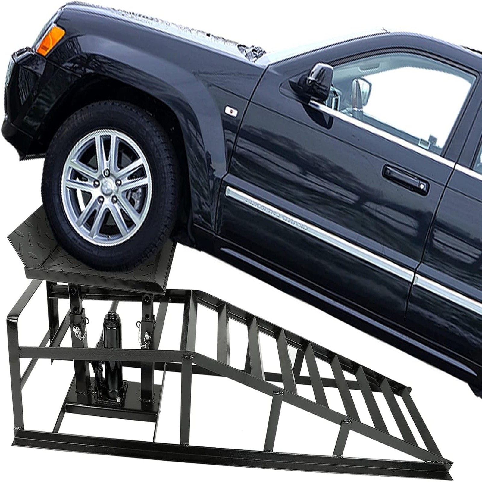 2 Pcs Auto Car Truck Service Ramps Lifts Hydraulic Lift 3 ton Jack Heavy Duty - Image 2