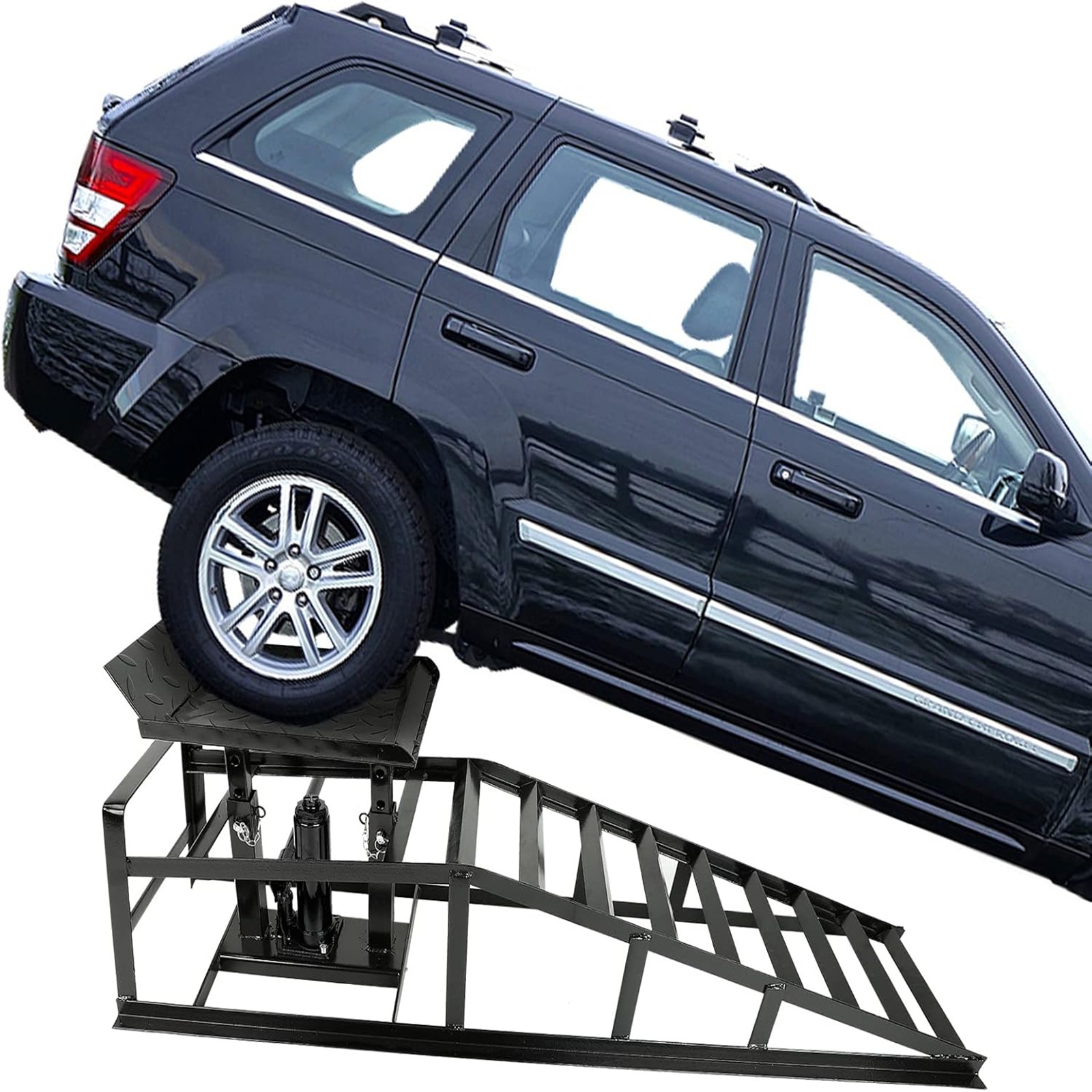 2 Pcs Auto Car Truck Service Ramps Lifts Hydraulic Lift 3 ton Jack Heavy Duty - Image 3