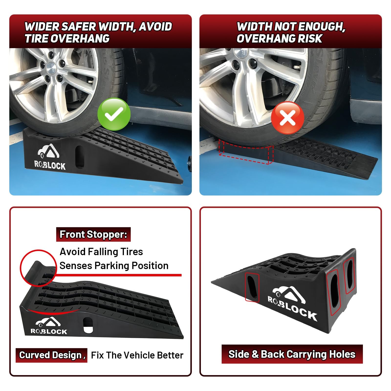 ROBLOCK Heavy Duty Low Profile Car Ramps for Oil Changes, Portable Car Ramps... - Image 4