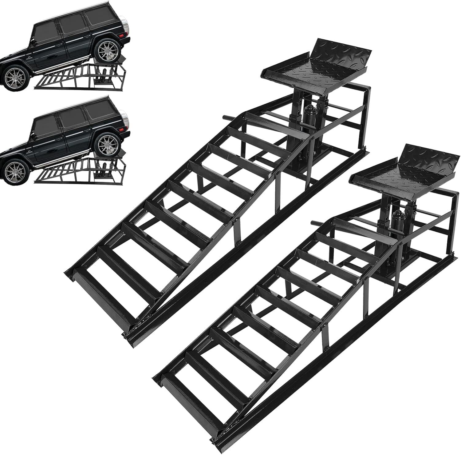 2 Pack Hydraulic Car Ramps Low Profile Lift Service Ramps Truck Trailer Garage