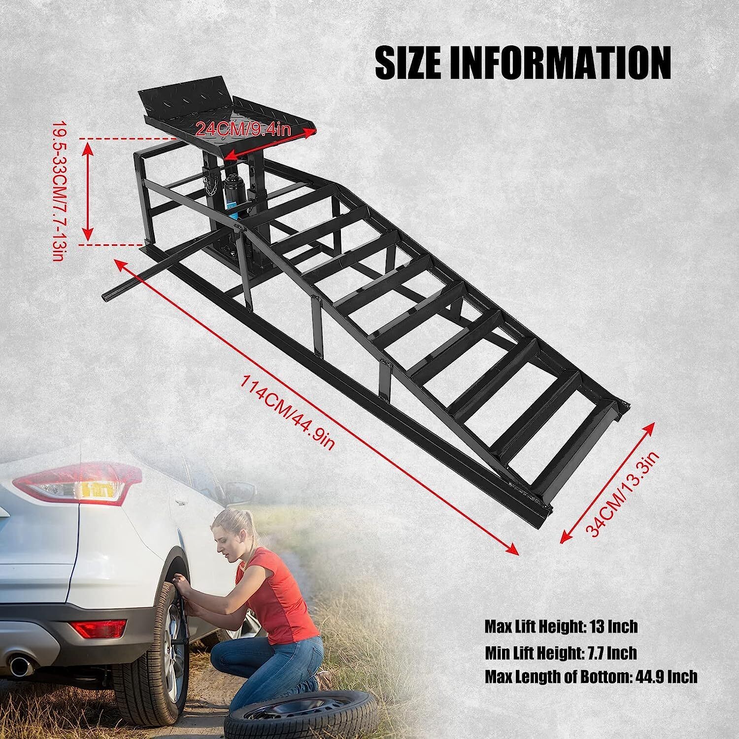 2 Pack Hydraulic Car Ramps Low Profile Lift Service Ramps Truck Trailer Garage - Image 2