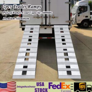 2pcs Aluminum Trailer Ramps Truck Car Auto Trailer Ramps Loading Ramps 6000lbs