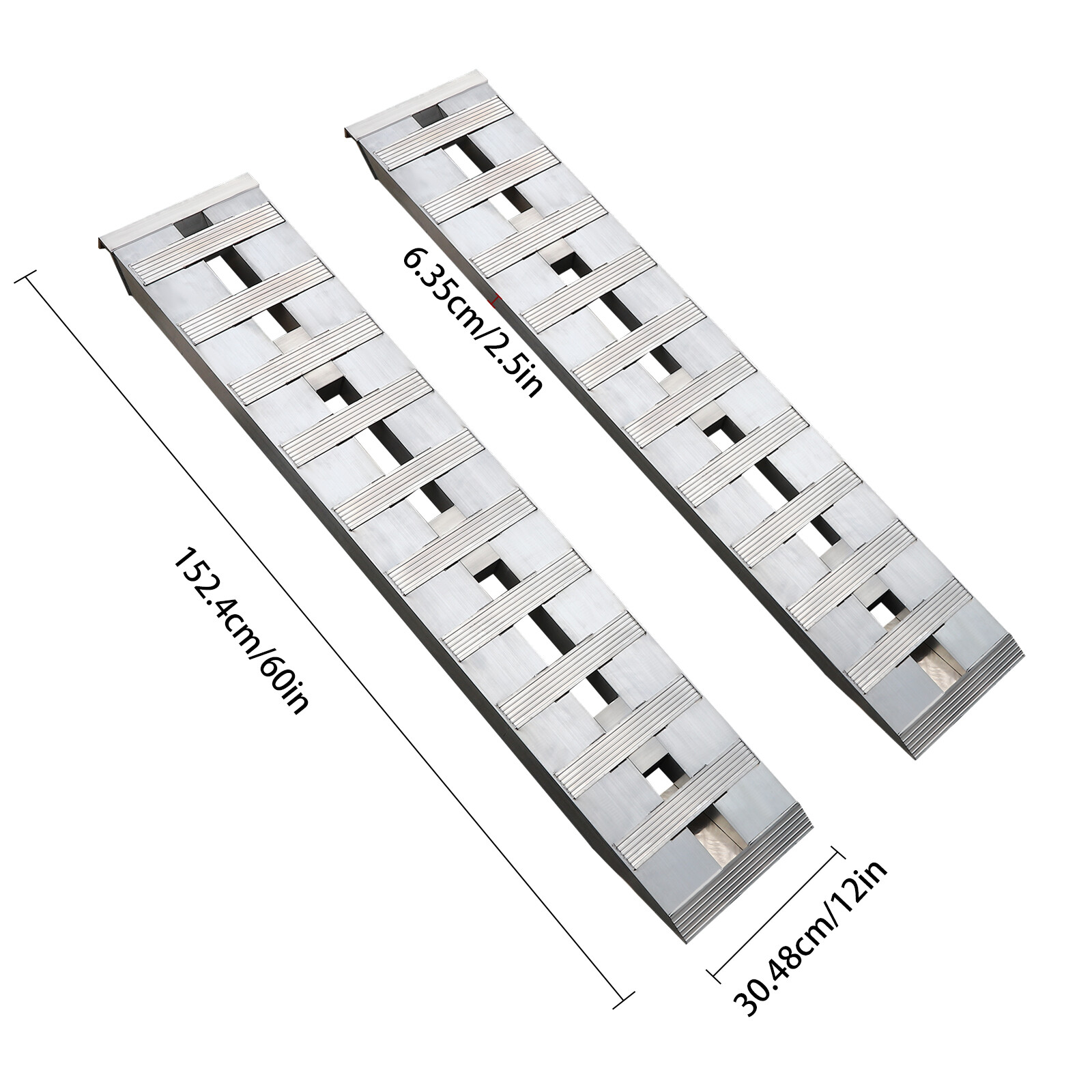 2-Pack Truck Auto Trailer Ramps Aluminum Loading Ramps Rectangular 2.72 T/6000lb - Image 3