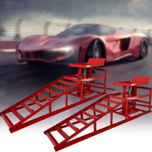 2 Pcs Heavy Duty Auto Car Truck Service Ramps Lifts Hydraulic Lift Frame Home