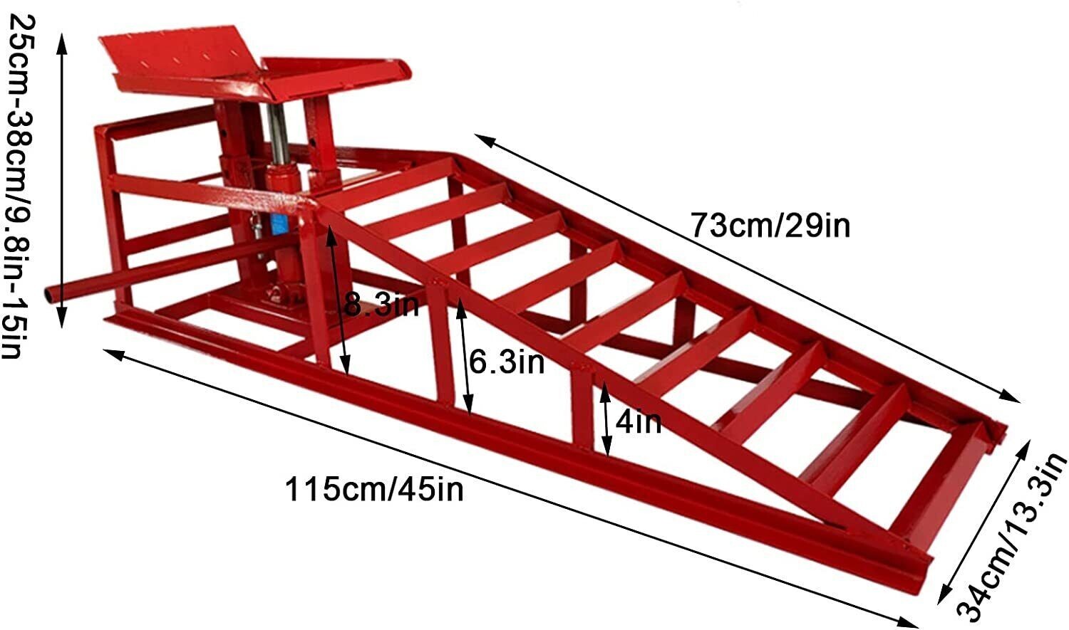 2 Pcs Heavy Duty Auto Car Truck Service Ramps Lifts Hydraulic Lift Frame Home - Image 2