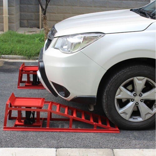 2 Pcs Heavy Duty Auto Car Truck Service Ramps Lifts Hydraulic Lift Frame Home - Image 3