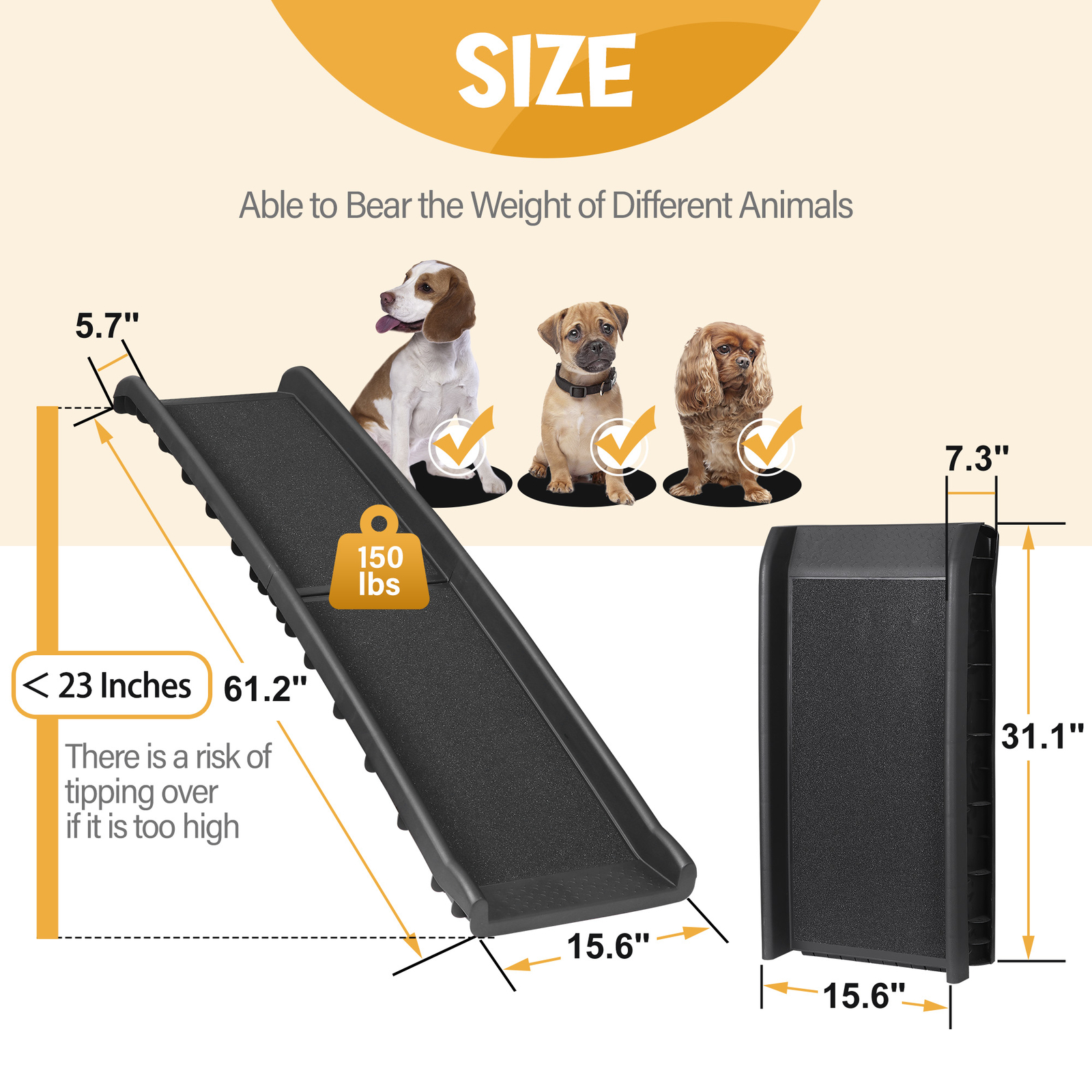 HEAVY DUTY Folding Dog Ramp Pet Ramps for SUV Cars Travel Portable Light Weight - Image 3