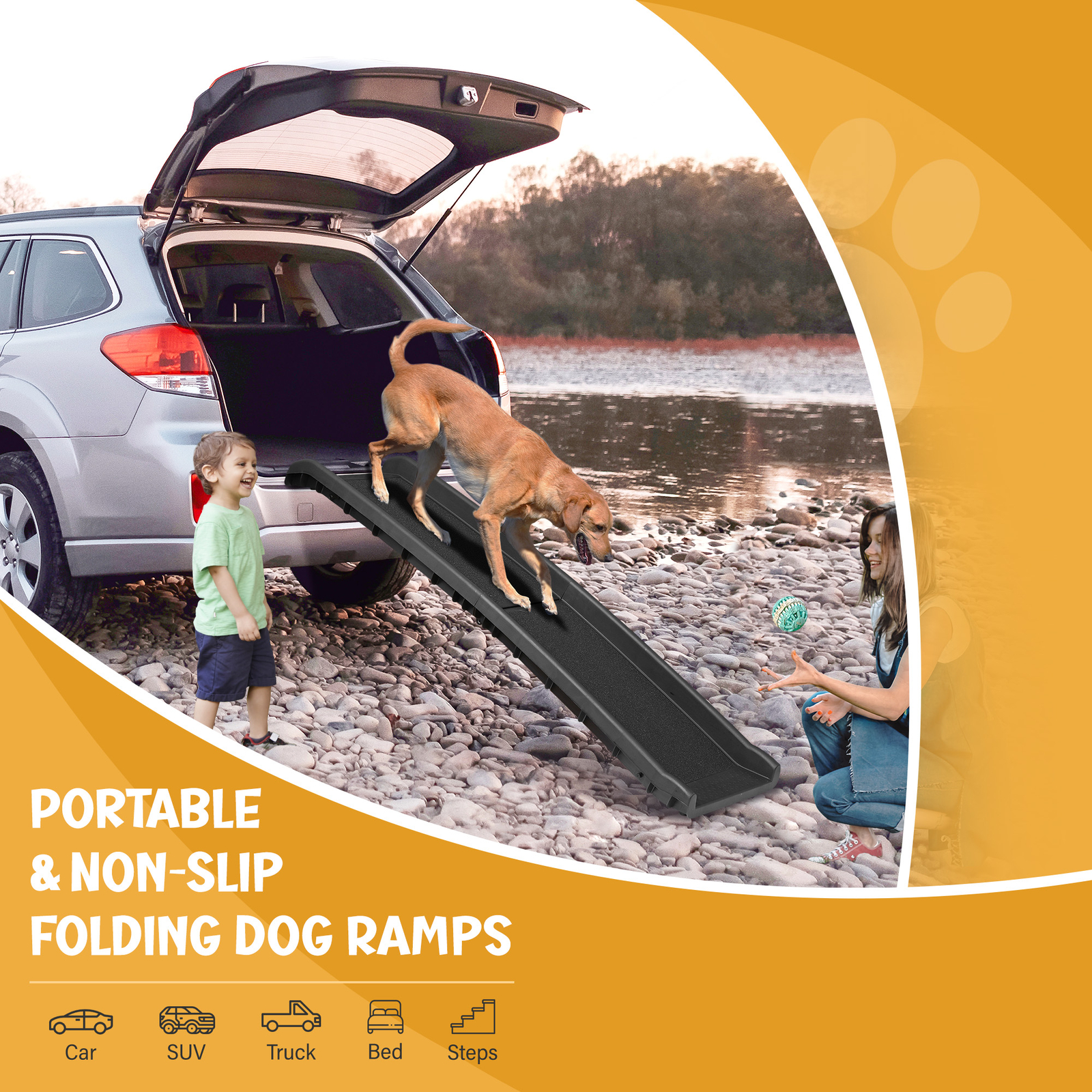 HEAVY DUTY Folding Dog Ramp Pet Ramps for SUV Cars Travel Portable Light Weight - Image 5