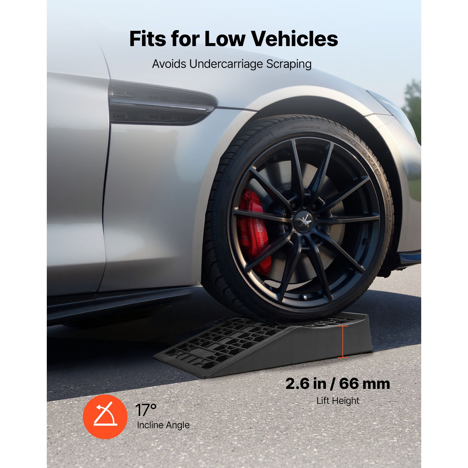 Uimoso Low Profile Car Service Ramps, 2 Pack, 20,000 lbs GVW, 2.6 in Lift - Image 2