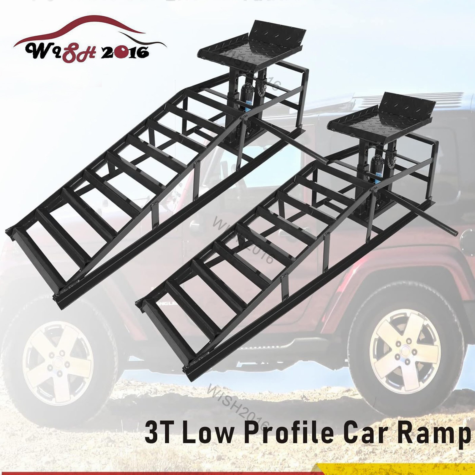 2 Pack Hydraulic Car Ramps 6600lbs 3T Low Profile Auto Car Truck Ramps Lift - Image 4