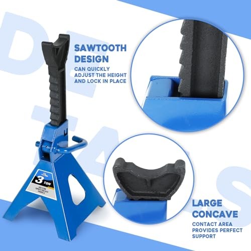 (6,000 LBs) Automotive Jack Stands,Heavy Duty Steel Car Lifting Stand for 3 Ton - Image 3
