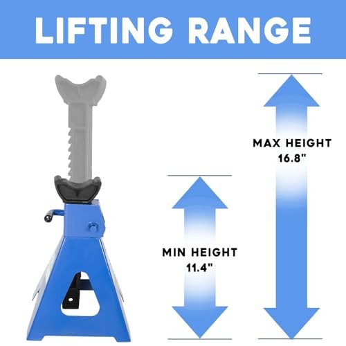 (6,000 LBs) Automotive Jack Stands,Heavy Duty Steel Car Lifting Stand for 3 Ton - Image 4