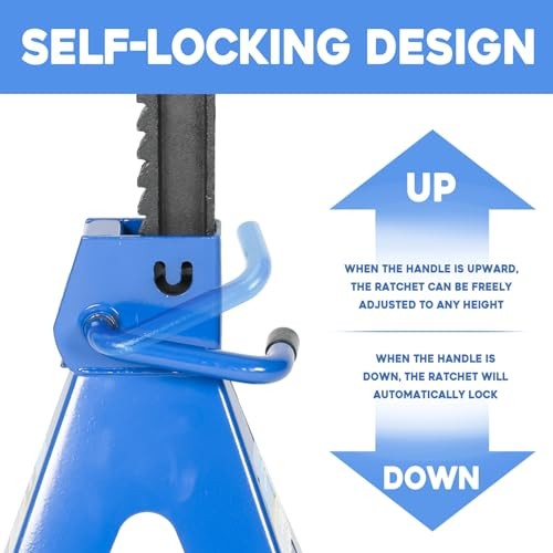 (6,000 LBs) Automotive Jack Stands,Heavy Duty Steel Car Lifting Stand for 3 Ton - Image 5